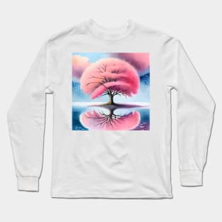 Sakura Tree Japanese Watercolor Nature Long Sleeve T-Shirt